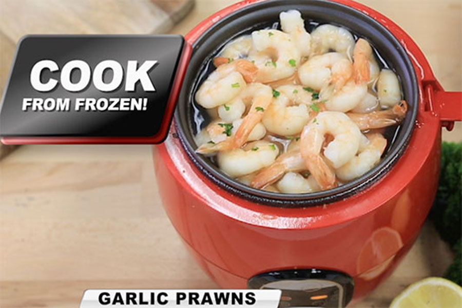 With your benchtop cooking system, cook from frozen for delicious, juicy, succulent, tasty prawns and food