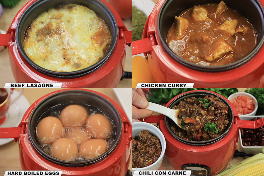 Cook a variety of meals quickly from lasagne, curry, hard boiled eggs to chili con carne