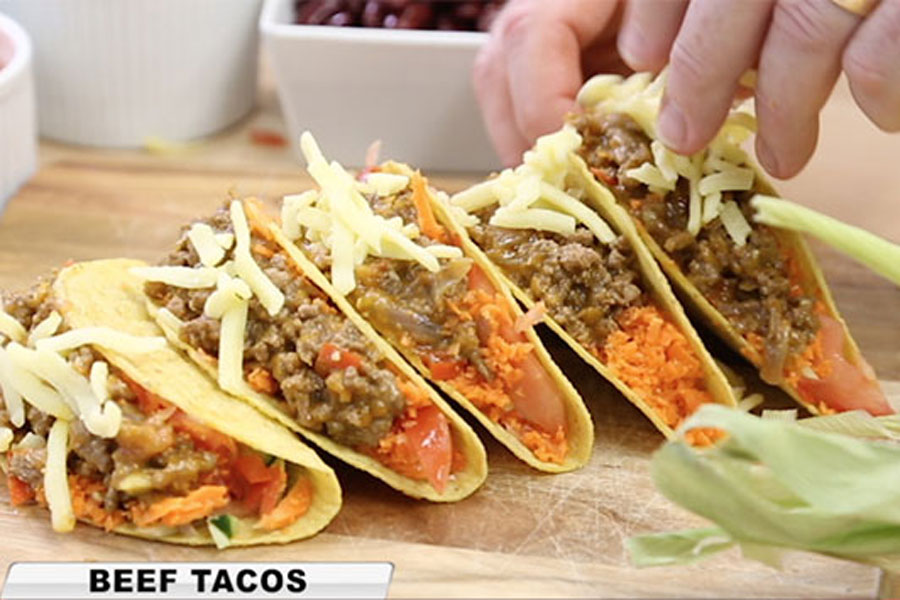 Cook tacos the easy, simple and quick way with no mess and no fuss, with the red Kleva Cooker