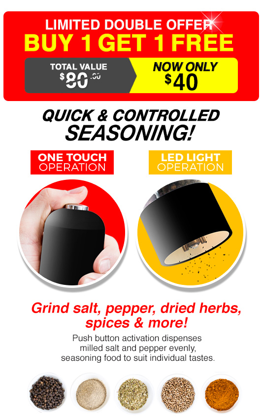 Electric Salt Paper Grinder Quick Controlled Seasoning