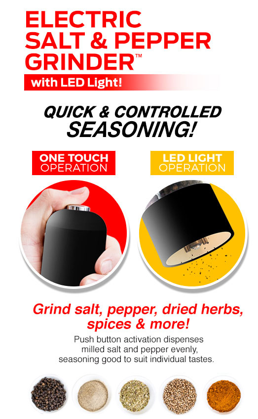 Electric Salt Paper Grinder Quick Controlled Seasoning
