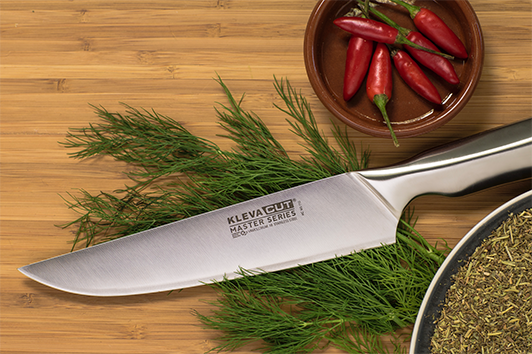 The Chef Knife is the super sharp knife from the Kleva Cut Master Series knife range