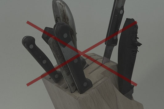 Old knives can be dangerous, and with broken handles and blades, they look terrible too
