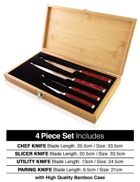 Kleva Cut Master Series - Damascus 4 Piece Knife Set