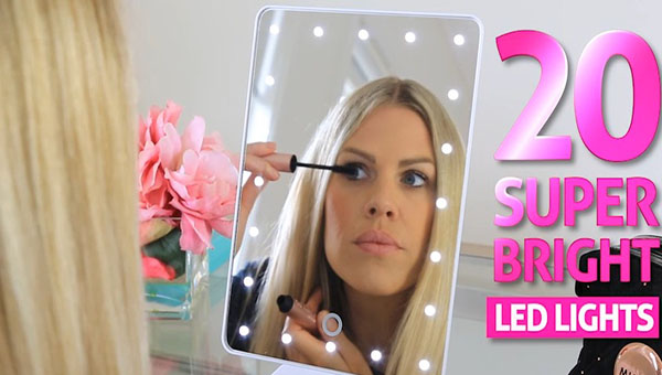 Get Hollywood glamour with 20 super bright lED lights, the perfect travel and make up light mirrorr
